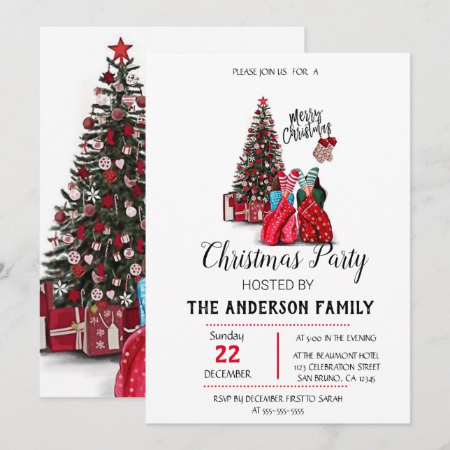 Vintage  Christmas Holiday Invitation (Front/Back)