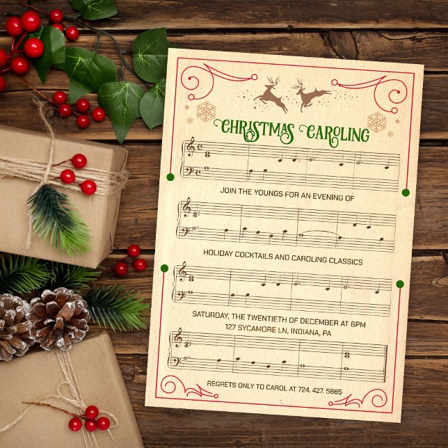 Vintage Christmas Holiday Music Sheet Invitation (Creator Uploaded)