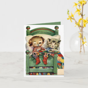 Vintage Christmas Holiday pet  Card