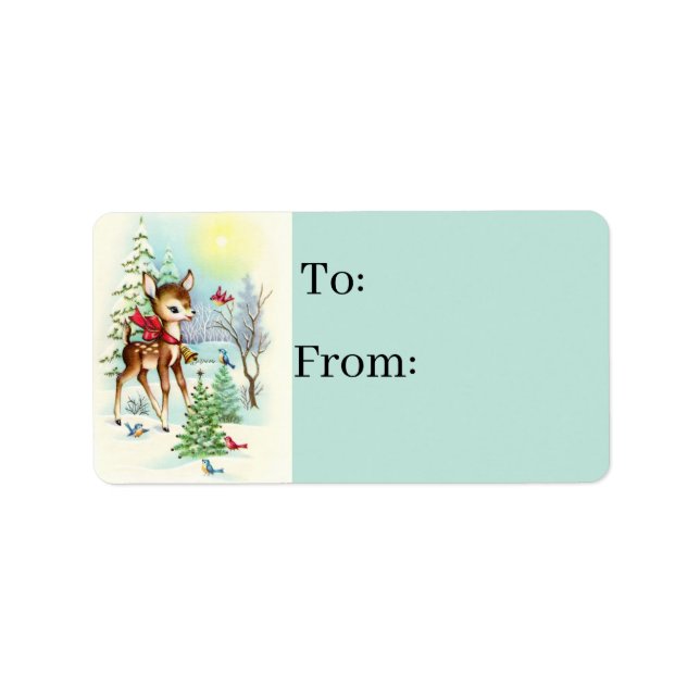 vintage Christmas Holiday reindeer label (Front)