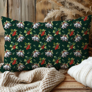 Vintage Christmas Holiday Silver Bells and Holly Pillowcase