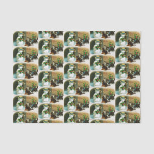 Vintage Christmas Holiday snowman cats party Tissue Paper