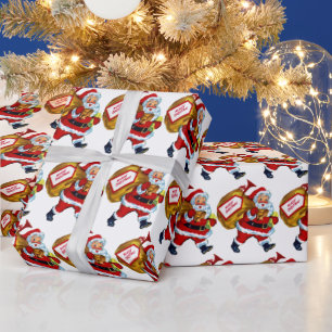 vintage Christmas Holiday tiled Santa party Wrapping Paper