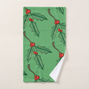 Vintage Christmas Holly Hand Towel Gift