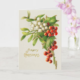 Vintage Christmas Holly print card