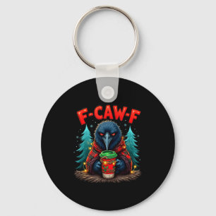 Vintage Christmas Horror Funny Black Crow F-caw-f Keychain