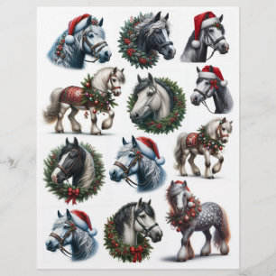 Vintage Christmas Horses Dressed Up