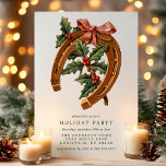 Vintage Christmas Horseshoe Holly Holiday Party Invitation<br><div class="desc">Vintage Christmas Horseshoe Holly Holiday Party Invitation. This beautiful design features a retro Christmas horseshoe tied with a bow and accented with holly. Personalize this custom holiday design with your own party details. Perfect for a family Christmas dinner or for a Corporate holiday party!</div>