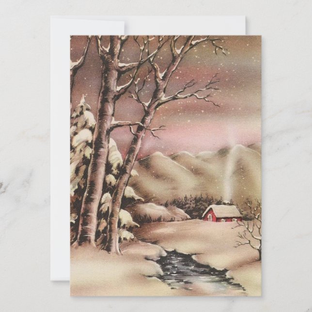 Vintage Christmas House Holiday Card (Front)