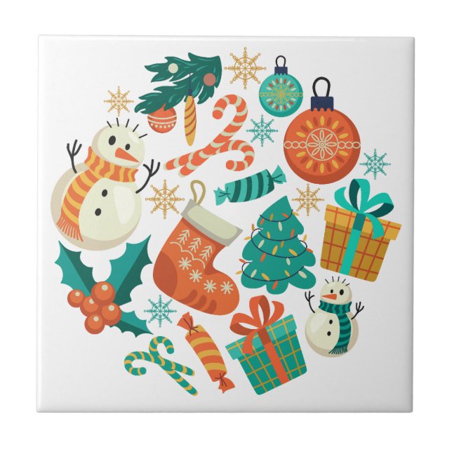 Vintage Christmas Icons Pattern Tile (Front)