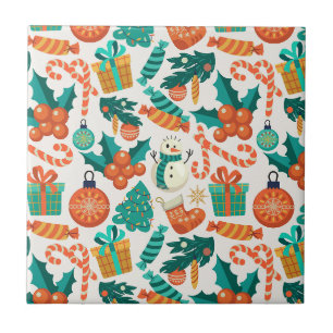 Vintage Christmas Icons Pattern Tile
