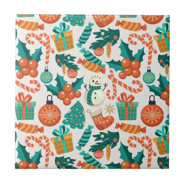 Vintage Christmas Icons Pattern Tile (Front)