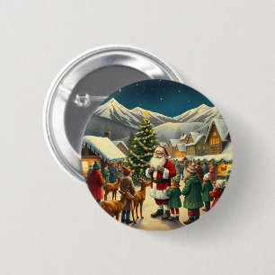 Vintage Christmas Illustration 2 Inch Round Button