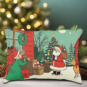 Vintage Christmas Illustration Accent Pillow