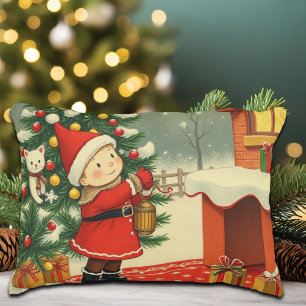 Vintage Christmas Illustration Accent Pillow