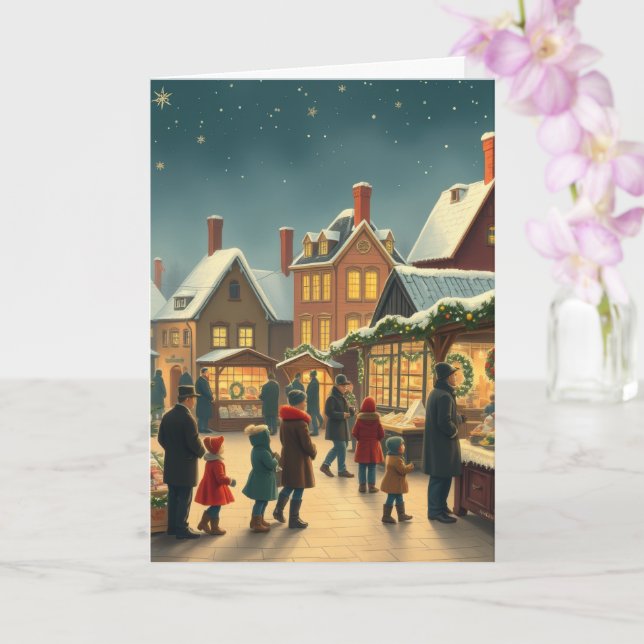 Vintage Christmas Illustration Card (Orchid)