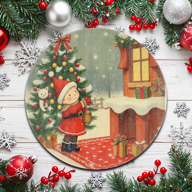 Vintage Christmas Illustration Cutting Board (Creator Uploaded)