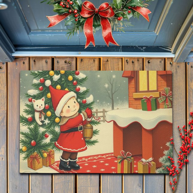 Vintage Christmas Illustration Doormat (Creator Uploaded)