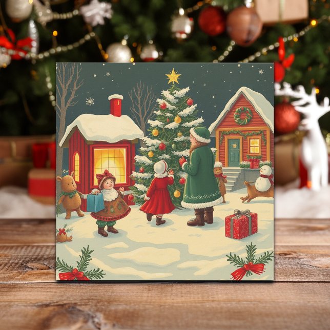 Vintage Christmas Illustration Holiday Card (Creator Uploaded)