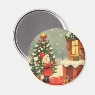 Vintage Christmas Illustration Magnet