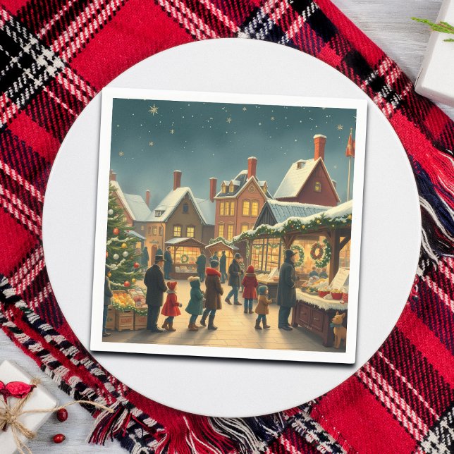 Vintage Christmas Illustration Napkin (Creator Uploaded)