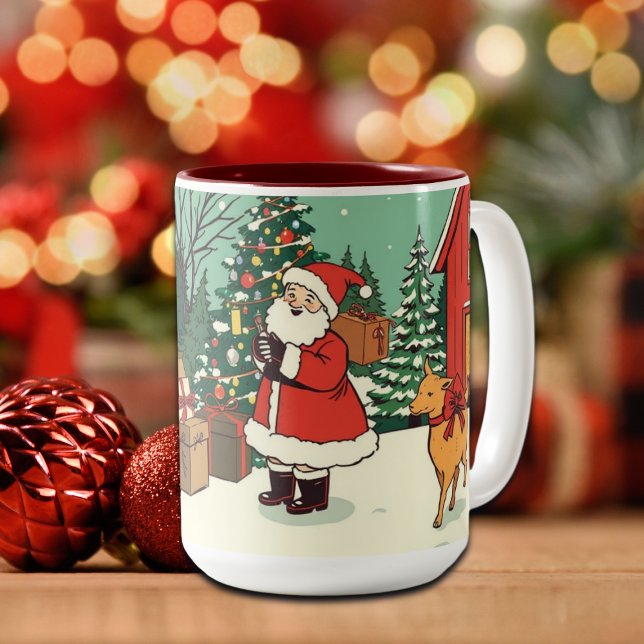 Vintage Christmas Illustration Two-Tone Coffee Mug (Creator Uploaded)
