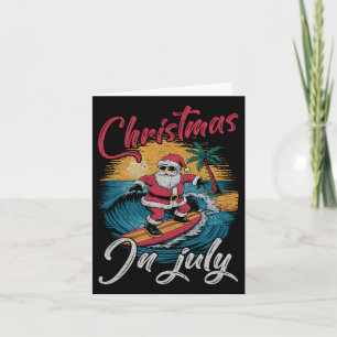 Vintage Christmas In July Santa Hawaiian Surfing S Card