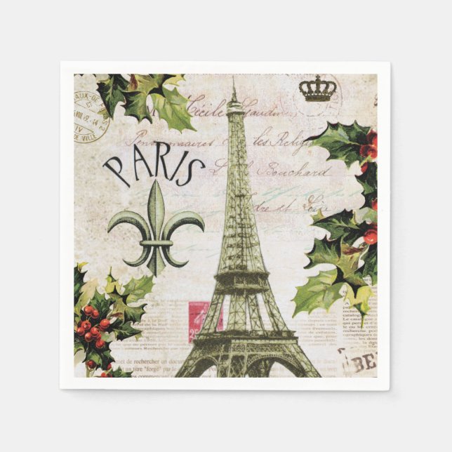 Vintage christmas in Paris Napkin (Front)