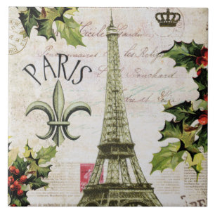 Vintage christmas in Paris Tile