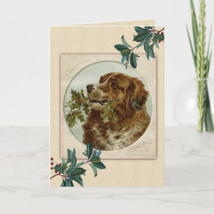 Vintage Christmas  Irish Setter Dog Holiday Card