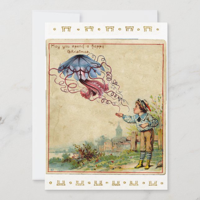 Vintage Christmas Jellyfish Holiday Card (Front)
