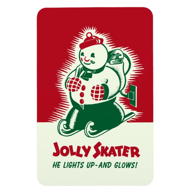 Vintage Christmas Jolly Patinage Magnet (Vertical)