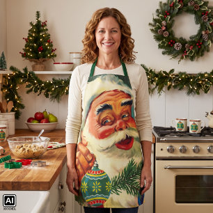 Vintage Christmas, Jolly Retro 50's Santa Claus Apron