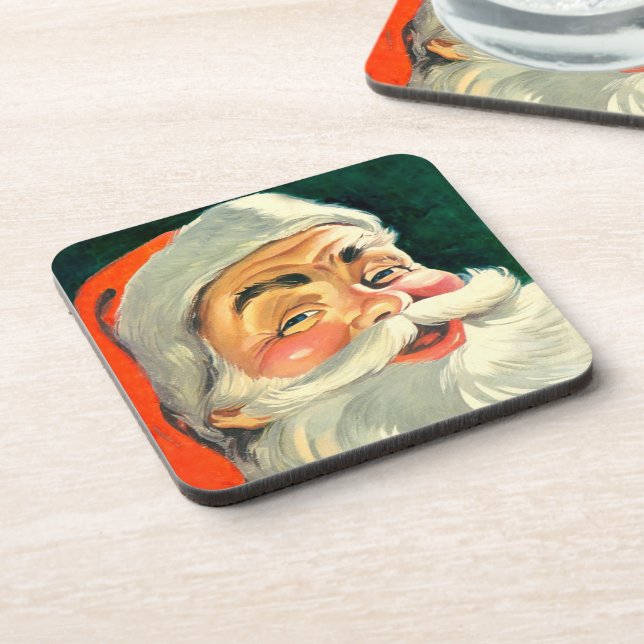 Vintage Christmas, Jolly Retro 50's Santa Claus Coaster (Left Side)