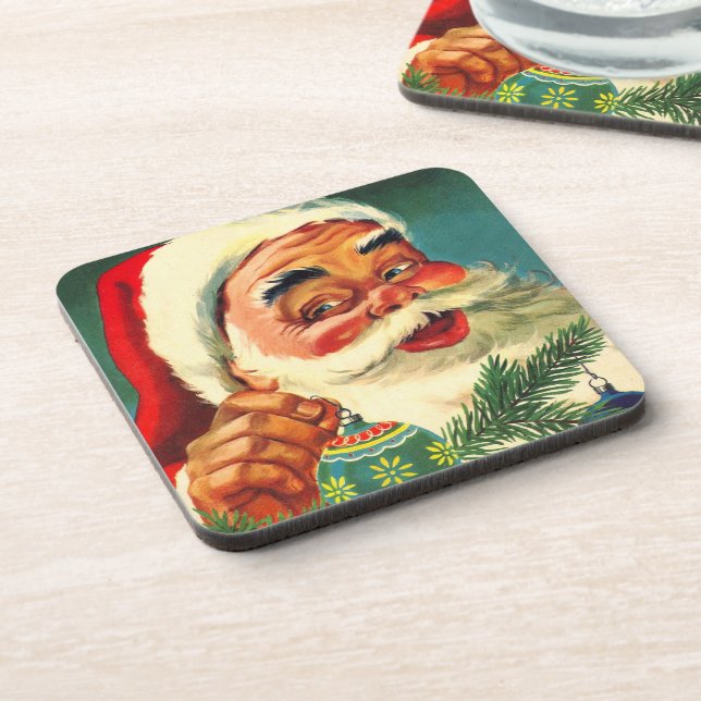 Vintage Christmas, Jolly Retro 50's Santa Claus Coaster (Left Side)
