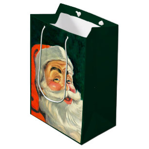 Vintage Christmas, Jolly Retro 50's Santa Claus Medium Gift Bag