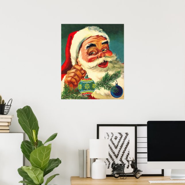 Vintage Christmas, Jolly Retro 50's Santa Claus Poster (Home Office)