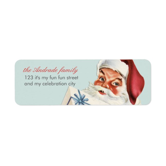 Vintage Christmas Jolly Santa Blue Red Holiday (Front)