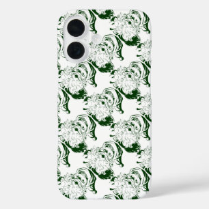 Vintage Christmas, Jolly Santa Claus in Green iPhone 16 Case