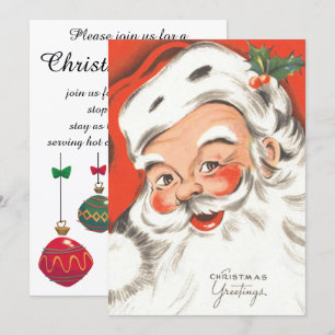 Vintage Christmas, Jolly Santa Claus Invitation