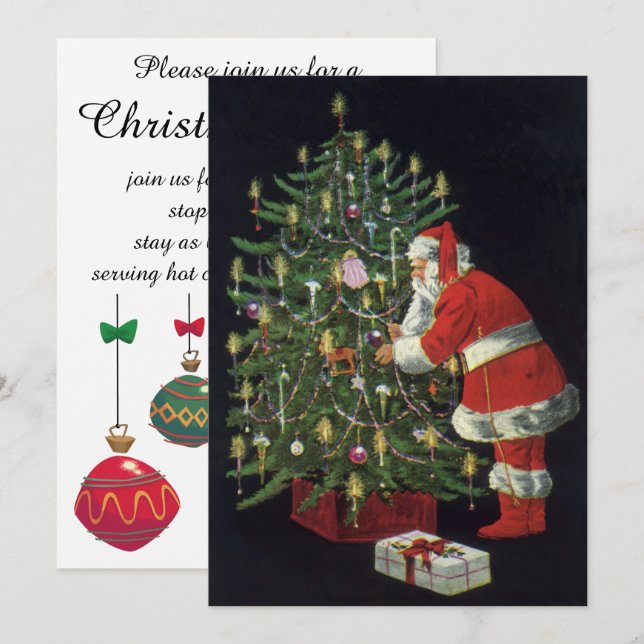 Vintage Christmas, Jolly Santa Claus Invitation (Front/Back)