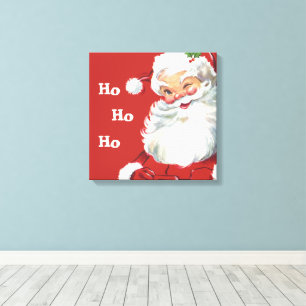 Vintage Christmas, Jolly Santa Claus Winking Canvas Print