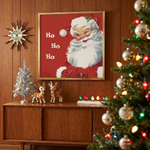 Vintage Christmas, Jolly Santa Claus Winking Poster