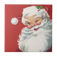 Vintage Christmas, Jolly Santa Claus Winking