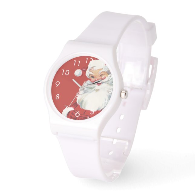 Vintage Christmas, Jolly Santa Claus Winking Watch (Angle)