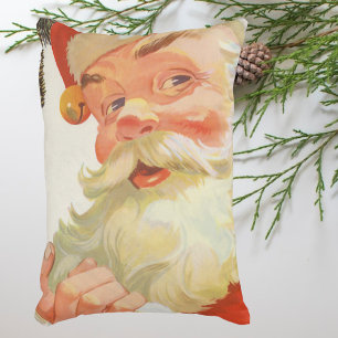 Vintage Christmas, Jolly Santa Claus with a Secret Decorative Pillow