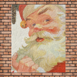 Vintage Christmas, Jolly Santa Claus with a Secret Jigsaw Puzzle