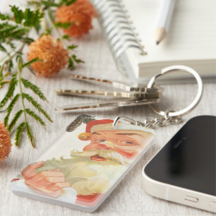 Vintage Christmas, Jolly Santa Claus with a Secret Keychain