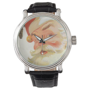Vintage Christmas, Jolly Santa Claus with a Secret Watch