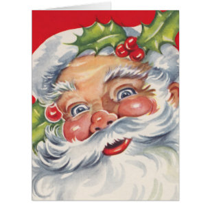 Vintage Christmas, Jolly Santa Claus with His Hat